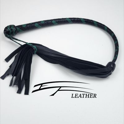 8-Plait Cowhide Galley Whip – Black &amp; Jade Green