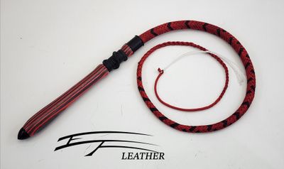 3ft Dungeon Whip - Black &amp; Imperial Red with Red &amp; Black Spectra Ply Handle by Lil Fox Toybox
