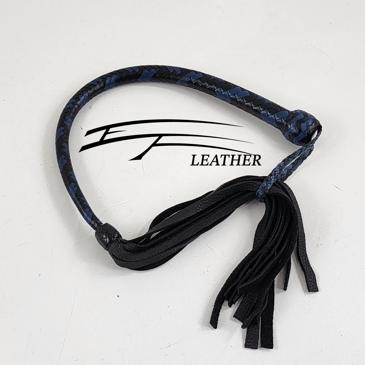 Moose Galley Whip - 12 Plait - Black &amp; Royal Blue
