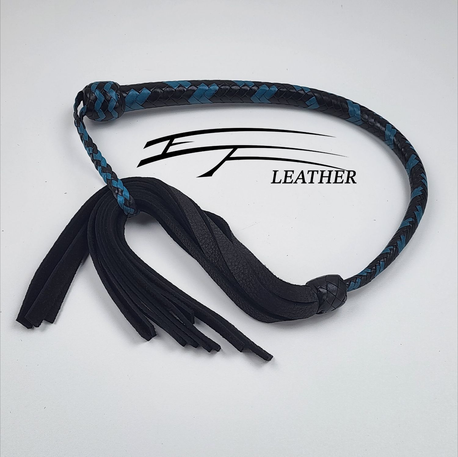 12-Plait Moose Galley Whip – Black &amp; Aqua 