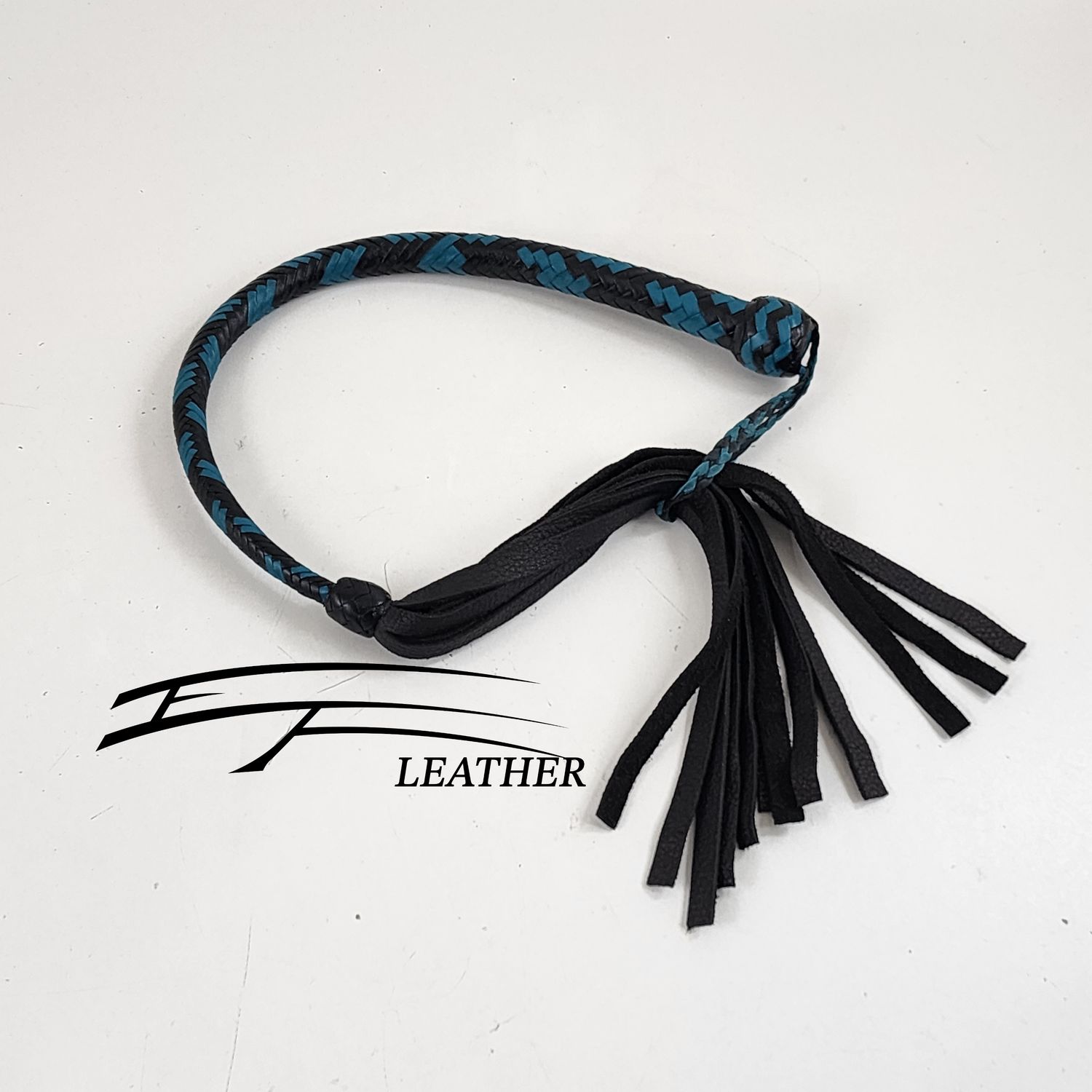 Moose Galley Whip - 16 Plait - Black &amp; Aqua