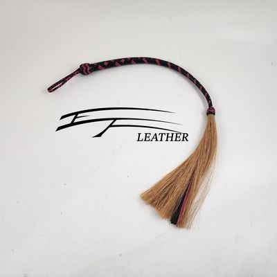 Horse Hair Galley Whip - 8 Plait - Black &amp; Pink