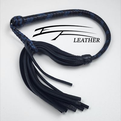  12-Plait Buffalo Galley Whip – Black &amp; Royal Blue