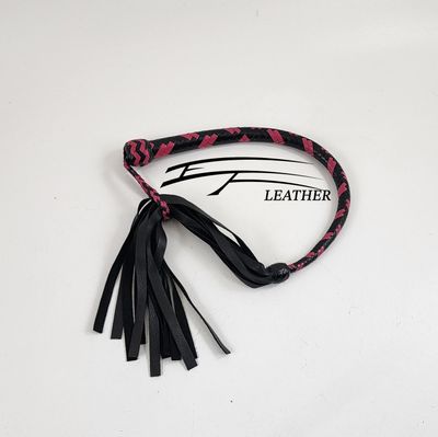 Cow Galley Whip – 12 Plait – Black &amp; Pink