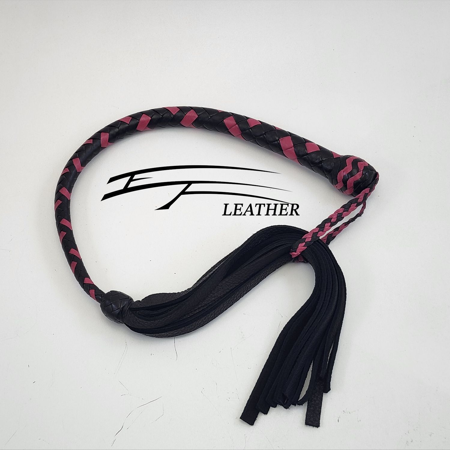 Moose Galley Whip – 8 Plait – Black &amp; Pink