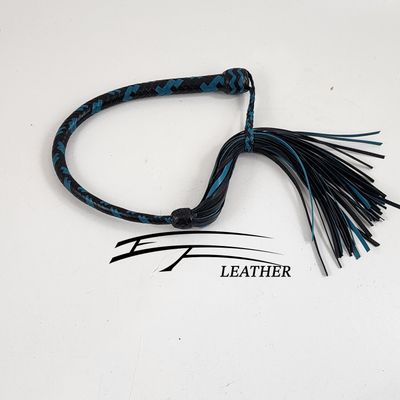 Roo Galley Whip – 12 Plait – Black &amp; Aqua