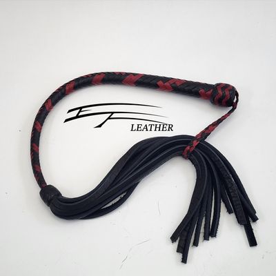 Buffalo Galley Whip – 12 Plait – Black &amp; Red
