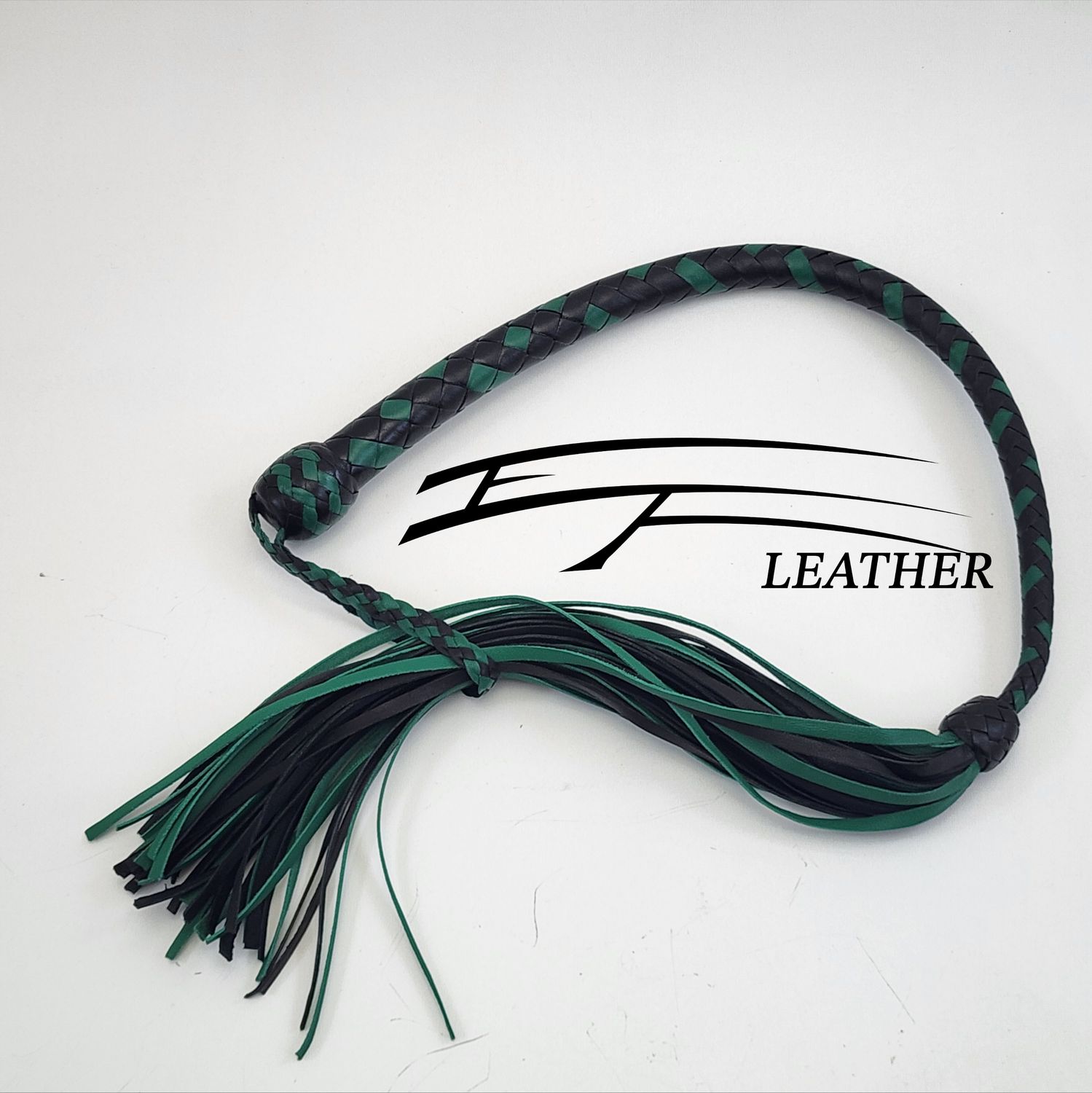 Roo Galley Whip – 8 Plait – Black &amp; Jade Green