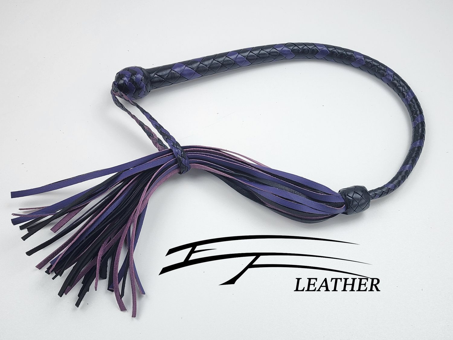 8-Plait Kangaroo Galley Whip – Black &amp; Purple