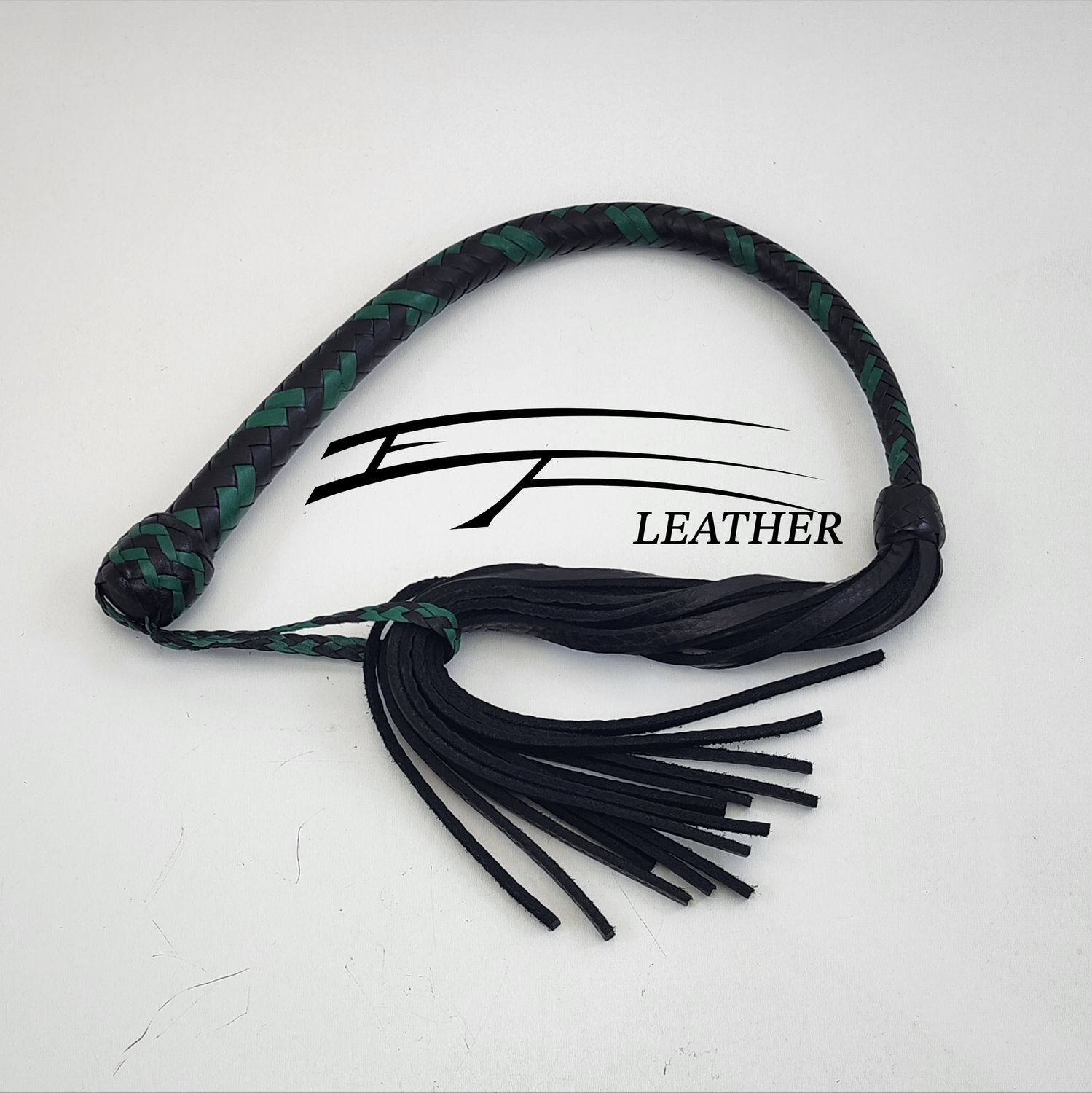Bull Galley Whip – 12 Plait – Black &amp; Jade