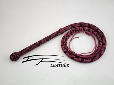 6ft Pink Striped Nylon Bull Whip