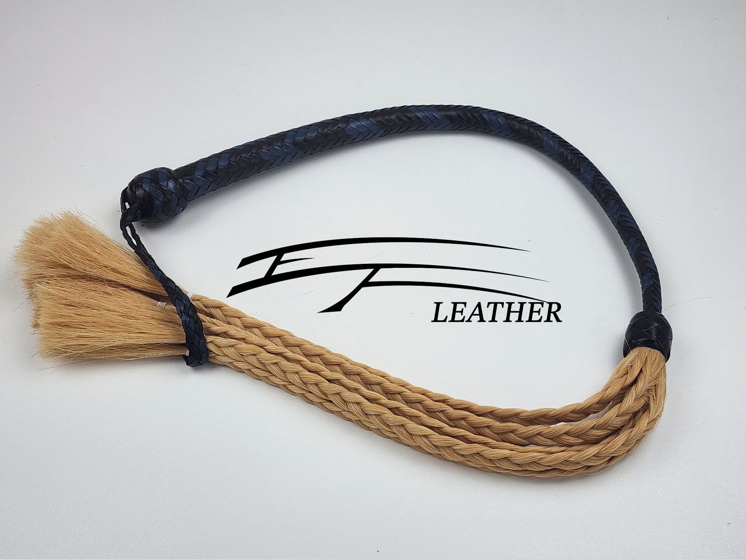 16-Plait Horsehair Galley Whip – Black &amp; Royal Blue