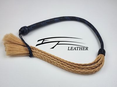 16-Plait Horsehair Galley Whip – Black &amp; Royal Blue