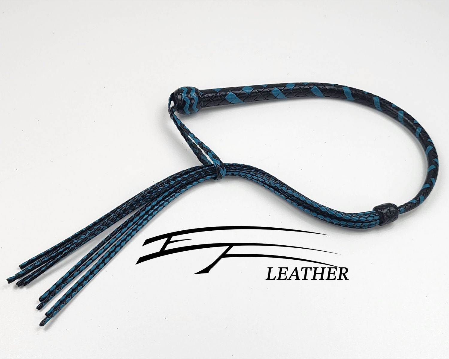  8-Plait Devil's Whiskers – Black &amp; Aqua