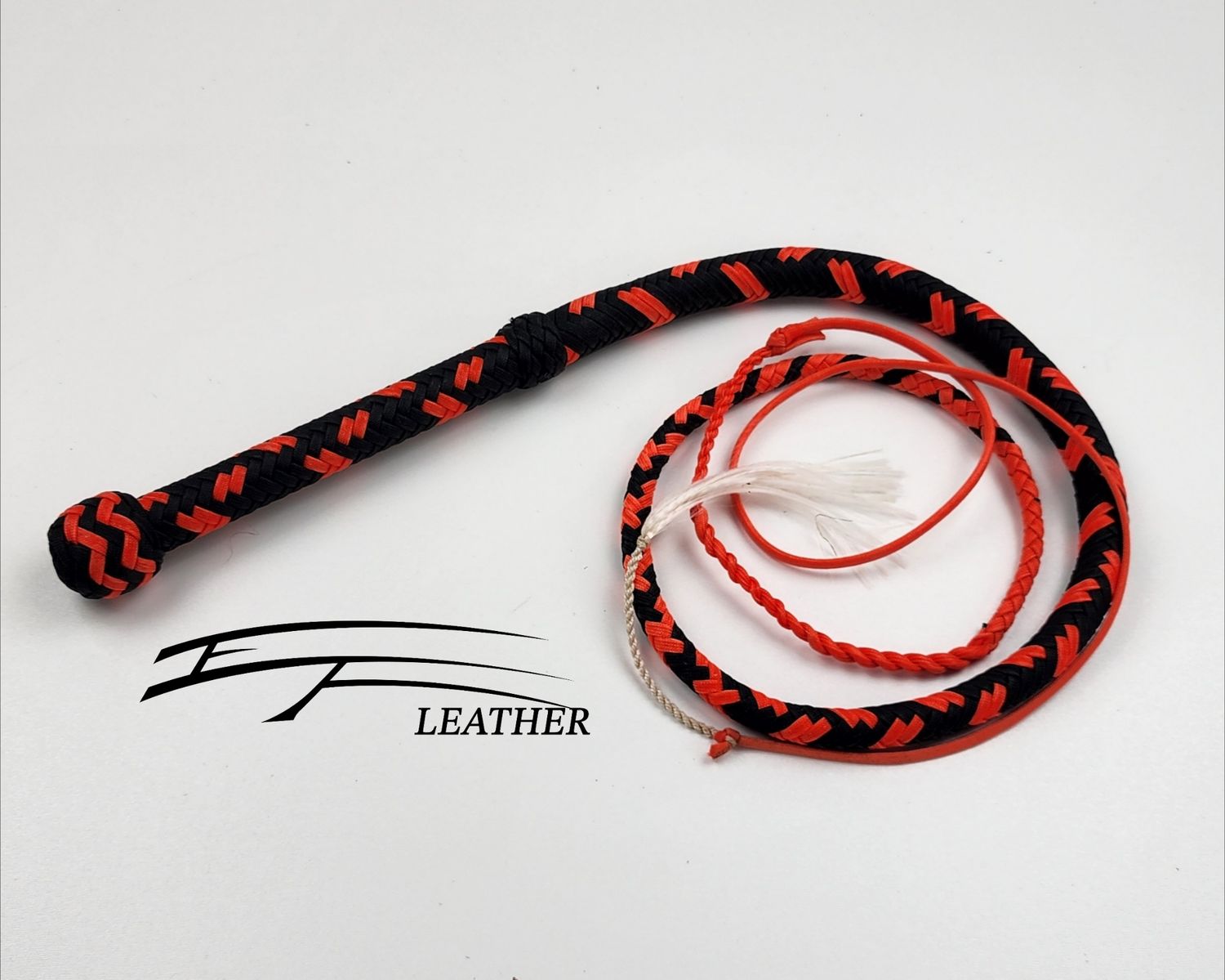 4ft Nylon Bullwhip – Black &amp; Neon Orange | EF Leather  