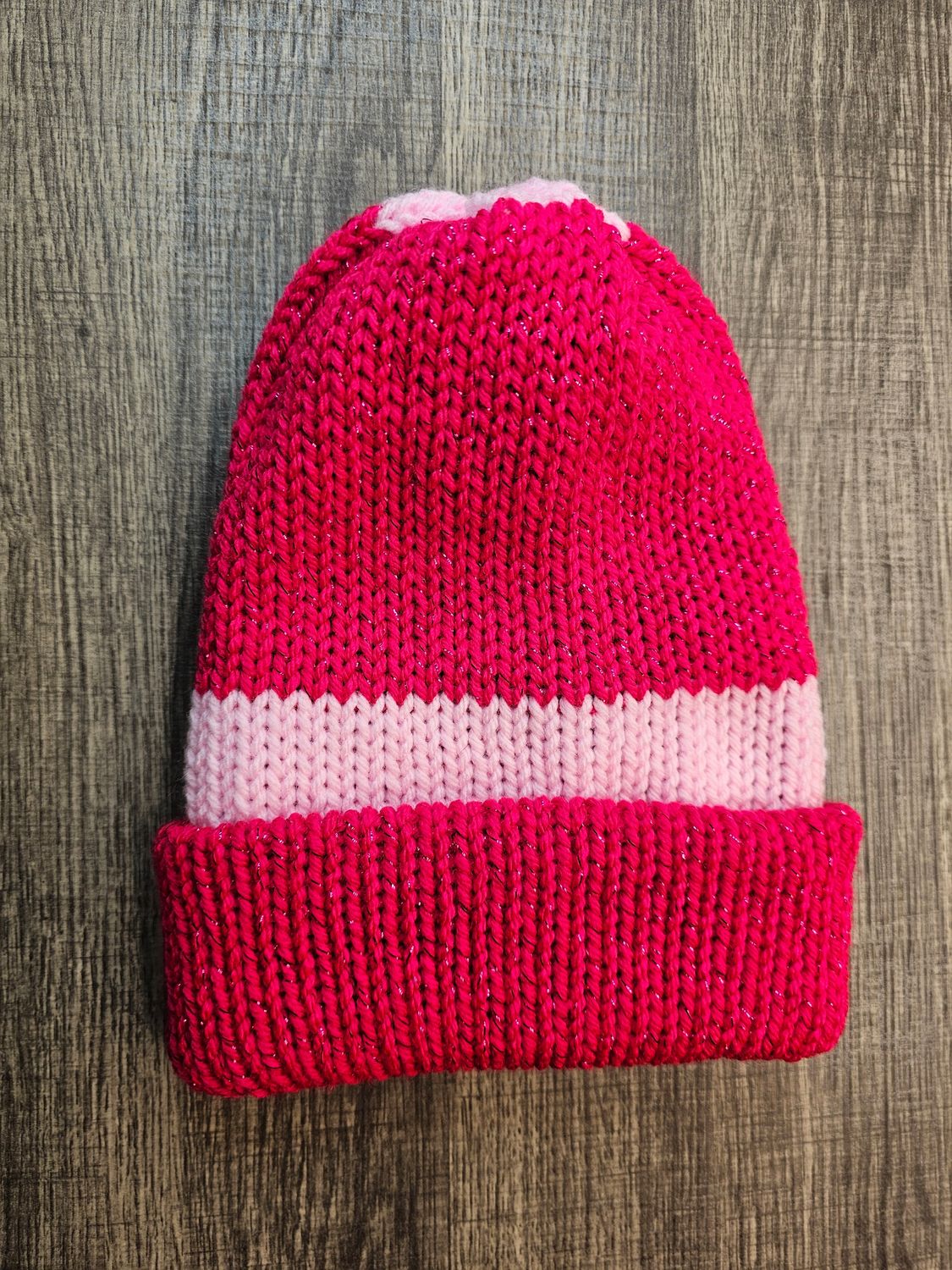 Sparkly pink and light pink beanie