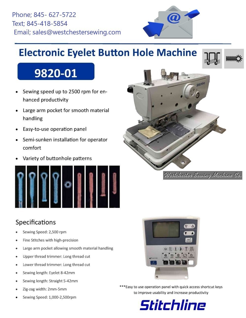 Electronic Eyelet Button Hole Machine