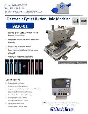 Electronic Eyelet Button Hole Machine