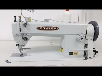 Consew 205RB-1 Single Needle Drop Feed Alternation Pressure Feet Lockstitch Industrial Sewing Machine With Table and Servo Motor
