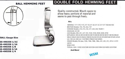 Double Fold Ball Hemming Foot - FREE SHIPPING