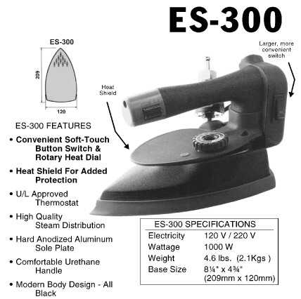 Gravity- Feed Steam Iron ~ Silver star ES-300