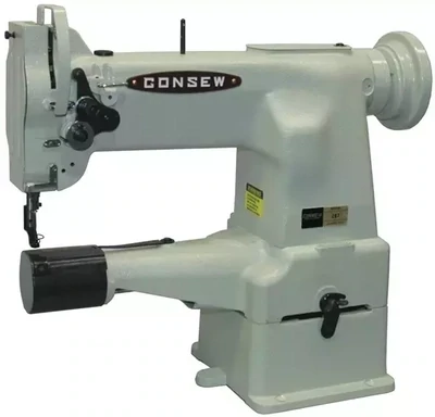 Consew 207-1 Heavy Duty 1 Needle 10" Cylinder Bed Darning and Mending Lockstitch Industrial Sewing Machine with Table and Servo Motor​