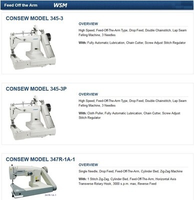 Feed-Off-The-Arm Type Sewing Machines by CONSEW