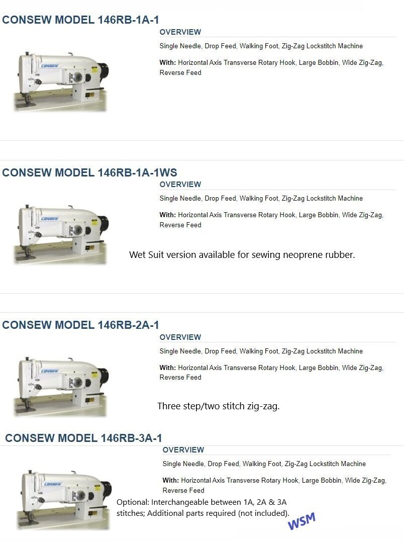 CONSEW Standard Arm Size Zig-Zag Machines 146RB