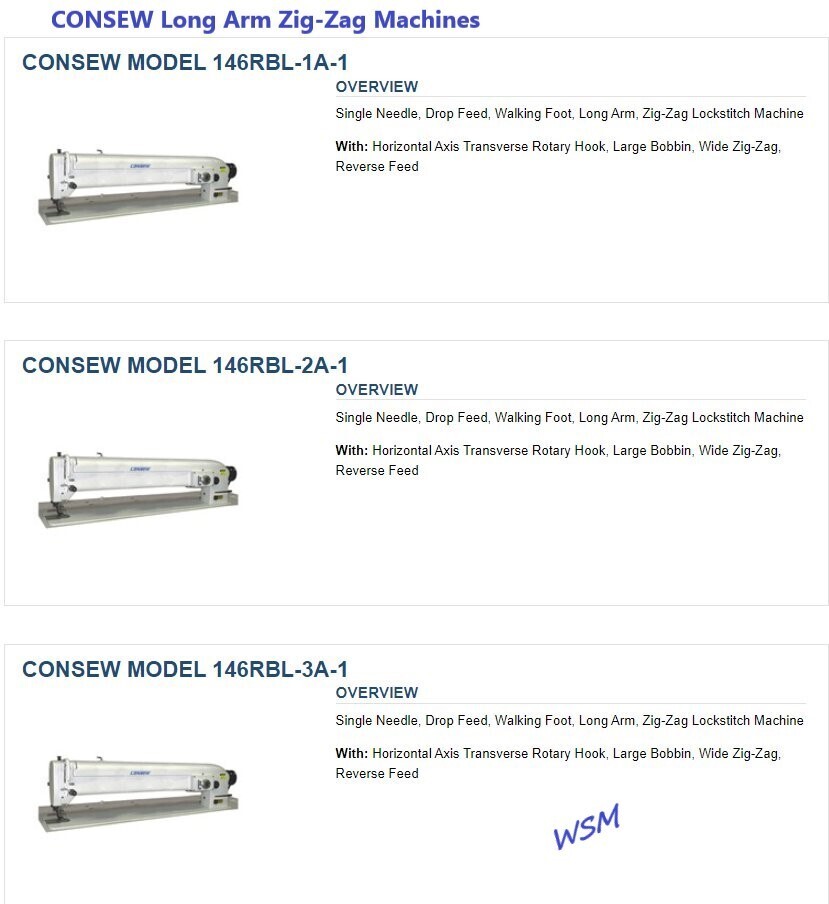 CONSEW Long Arm Zig-Zag Machines 146RBL