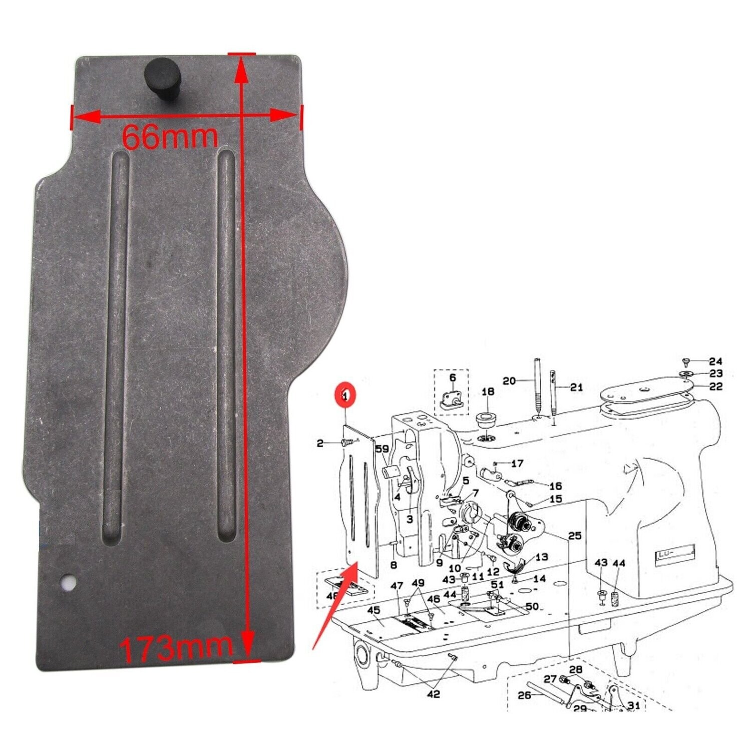 Face Plate for SINGER Industrial Walking Foot Sewing Machines.