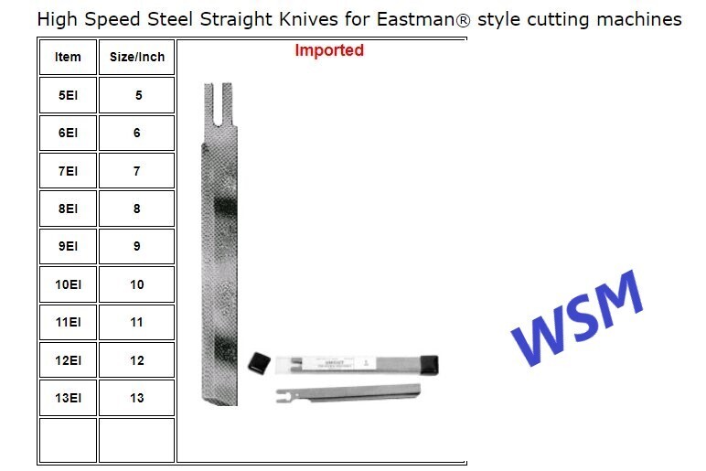 High Speed Steel Straight Knives for Eastman® style cutting machines.