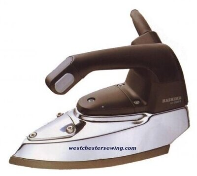 HASHIMA HI-350PS Gravity Feed Steam Iron. Water Bottle, Demineralizer. Iron Rest, Teflon Iron Shoe Included.