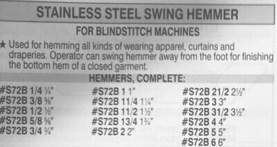 Blindstitch Swing Hemmers (Stainless Steel)