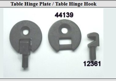 Table Hinge Plate / Table Hinge Hook - Rubber Euro Mount / Metal Euro Hinge