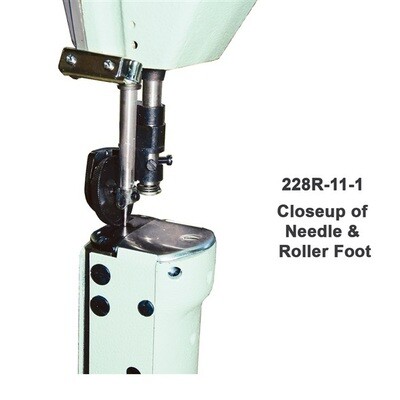 Consew 228R-11-1 High Speed, Post Type, Single Needle, Drop Feed, Lockstitch Machine With: Vertical Axis Hook, Roller Presser Feet, Reverse Feed.