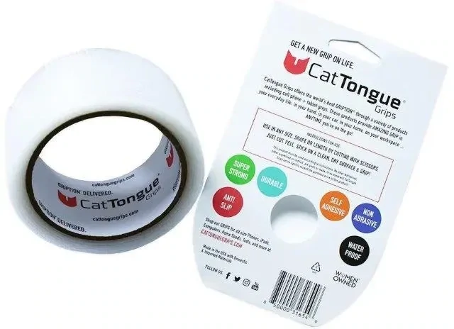 CatTONGUE Grips - Non-Abrasive Grip Tape. 1-Clear Tape Roll for Indoor &amp; Outdoor Use, Customizable &amp; Waterproof Anti Slip Tape for Thousands of Uses.