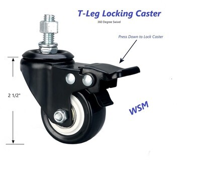 4 Screw in Locking Casters for T-Legs