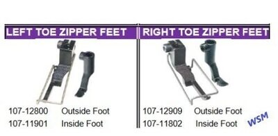 Left &amp; Right Toe Zipper Feet for JUKI LU-2210 - LU-2810 - LU-2810-7 - LU-2810-7X, LU-2860 - Free Shipping