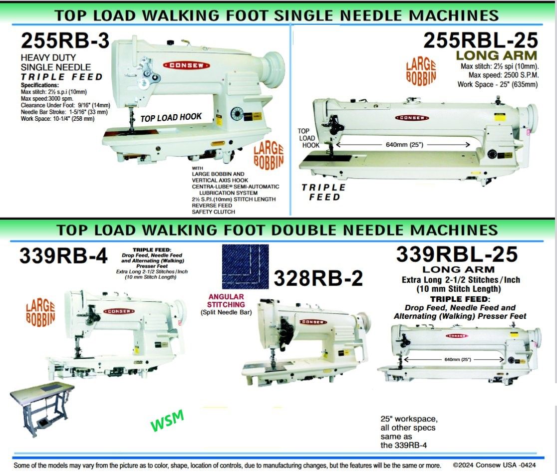 Walking Foot Top Load CONSEW Single Needle &amp; Double Needle Machines