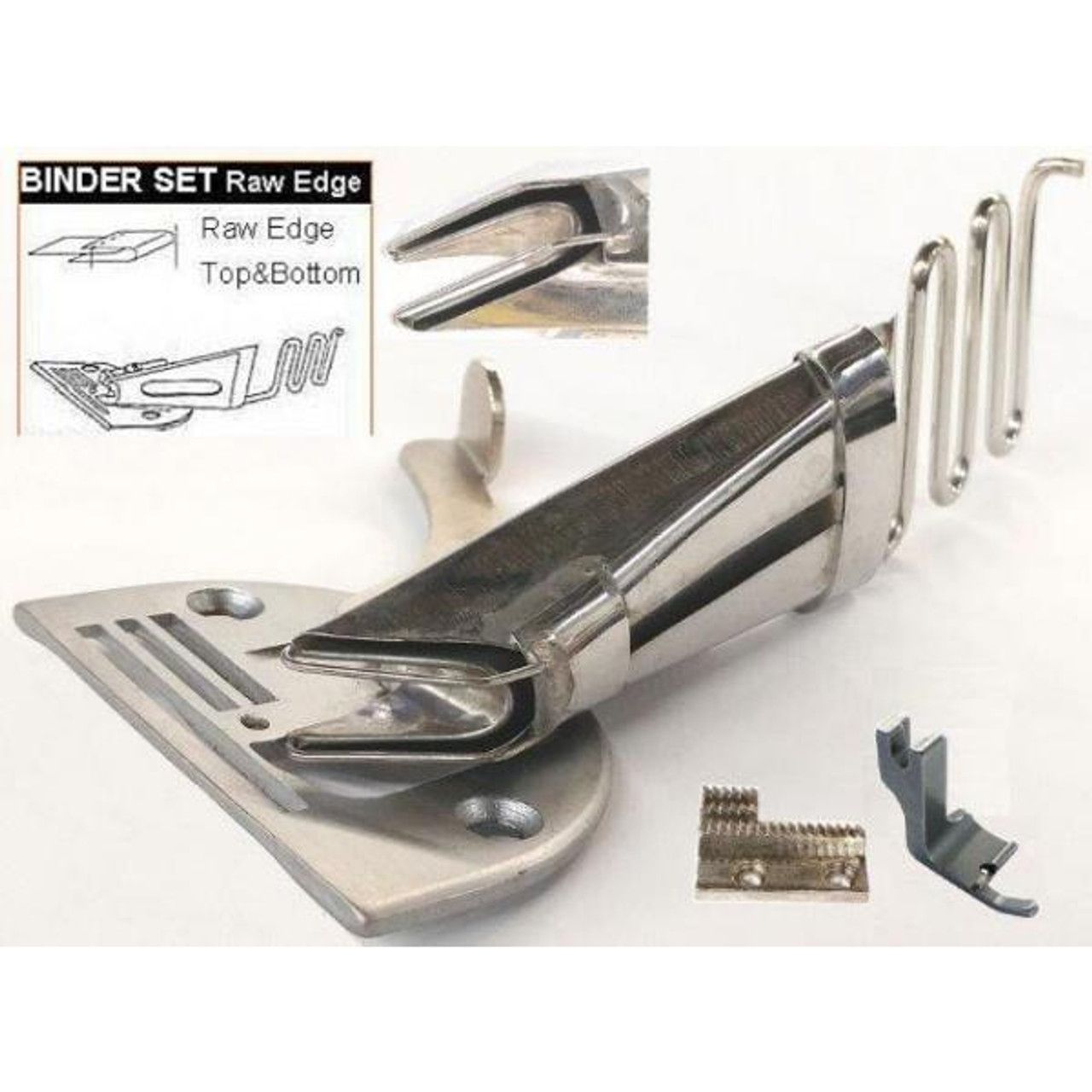 RAW EDGE BINDER (BRAID or TAPE) For Most Single Needle Drop Feed Industrial Machines. S64 RAW EDGE BINDER (BRAID or TAPE) For Most Single Needle Drop Feed Industrial Machines. S64