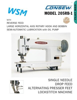 Consew 205RB-1 Single Needle Drop Feed Alternation Pressure Feet Lockstitch Industrial Sewing Machine With Table and Servo Motor