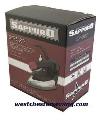 Sapporo SP-527-120V-C Gravity Feed Steam Iron, Water Bottle, Filters, Demineralizer, Hot Iron Rest, Teflon Shoe, 3 Prong 6-foot power Cord