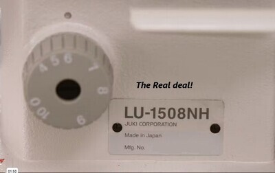 JUKI LU-1508NH Extra Heavy Duty Single Needle Unison Feed Lock Stitch Machine with Vertical-axis Large Hook, Table, and Servo Motor