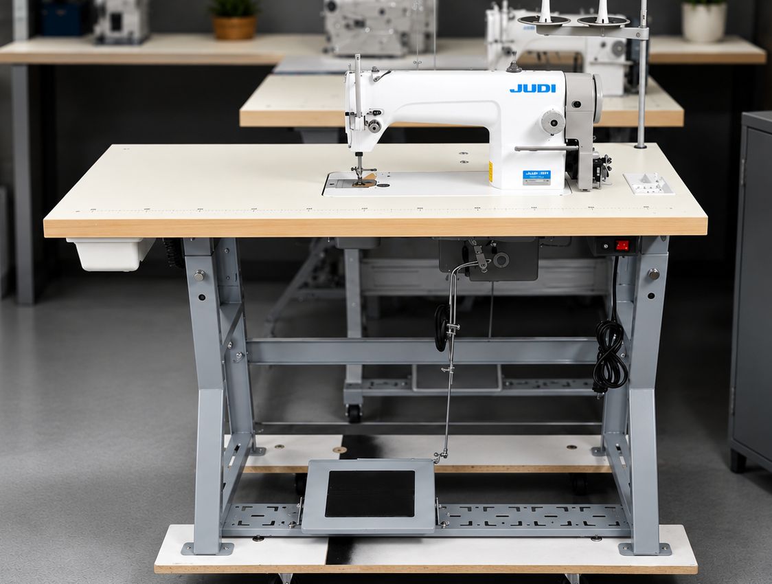 JUDI DDI-8700 High-Speed Single Needle Straight Lockstitch Industrial Sewing Machine with Table and Servo Motor - Free Shipping