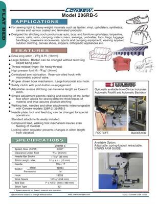 Consew 206RB-5 Triple Feed Heavy Duty Single Needle Drop Feed Lockstitch Upholstery Industrial Sewing Machine with Table and Needle Position Servo Motor