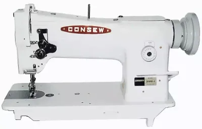 Consew 206RB-5 Triple Feed Heavy Duty Single Needle Drop Feed Lockstitch Upholstery Industrial Sewing Machine with Table and Needle Position Servo Motor Consew 206RB-5 Triple Feed Heavy Duty Single Needle Drop Feed Lockstitch Upholstery Industrial Sewing Machine with Table and Needle Position Servo Motor