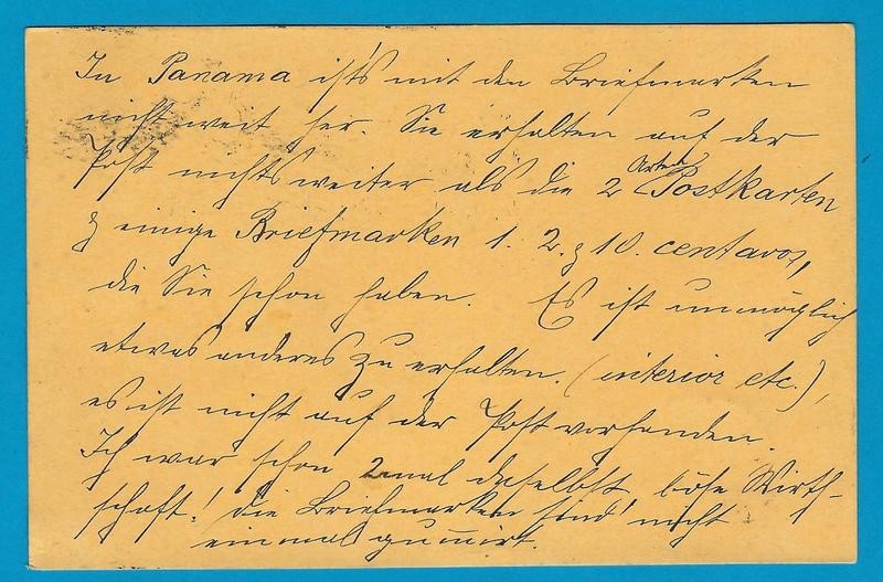 COLOMBIA postal card 1890 Panama to Germany