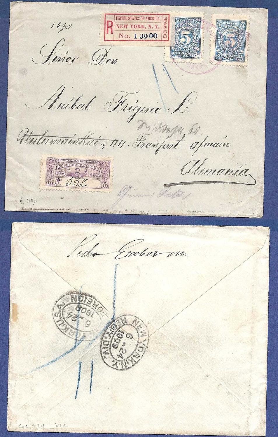 COLOMBIA R cover 1909 to Germany