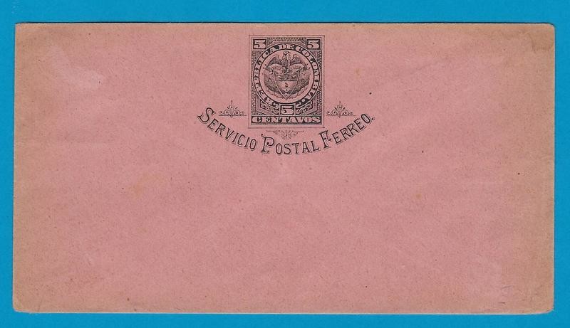 COLOMBIA postal envelope Servicio Postal Ferreo mint *