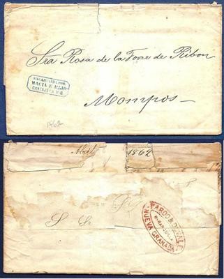COLOMBIA forwarding letter 1862 New York to Mompos